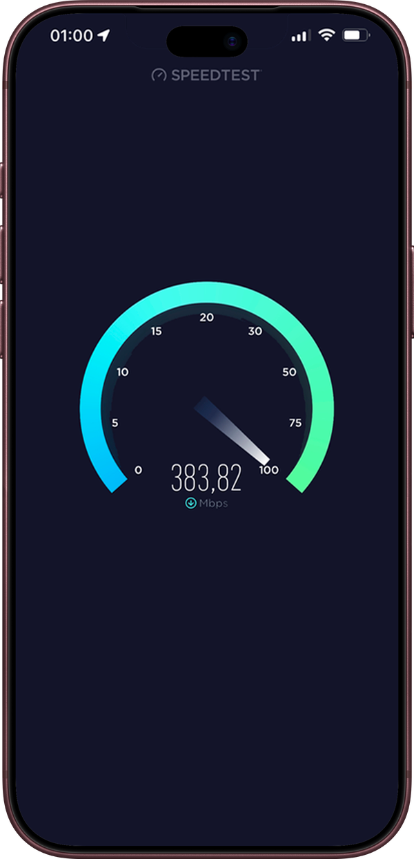 Speedtest on iPhone with the VPN on